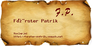 Fürster Patrik névjegykártya